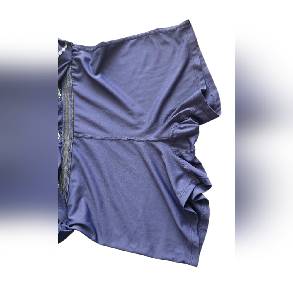 Lucky In Love Navy Blue Embroidered Pleated Tiered Athletic Mini Skirt, S XS #59 - Picture 6 of 7